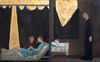 Lamenting Punchinello / By His Bed - 18 x 36, t/o/gl/p , 1993