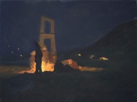 Punchinello by the Fire, 21 x 16, o/c, 2012