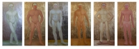 Men (Dancer , Footballer, Wrestler, Insurance Man, Tennis Coach , Kouros), 20/22X46, o/l/leaf, 2014-16