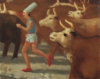 Punchinello Runs With the Cattle, 11 x 14, o/c, 1995
